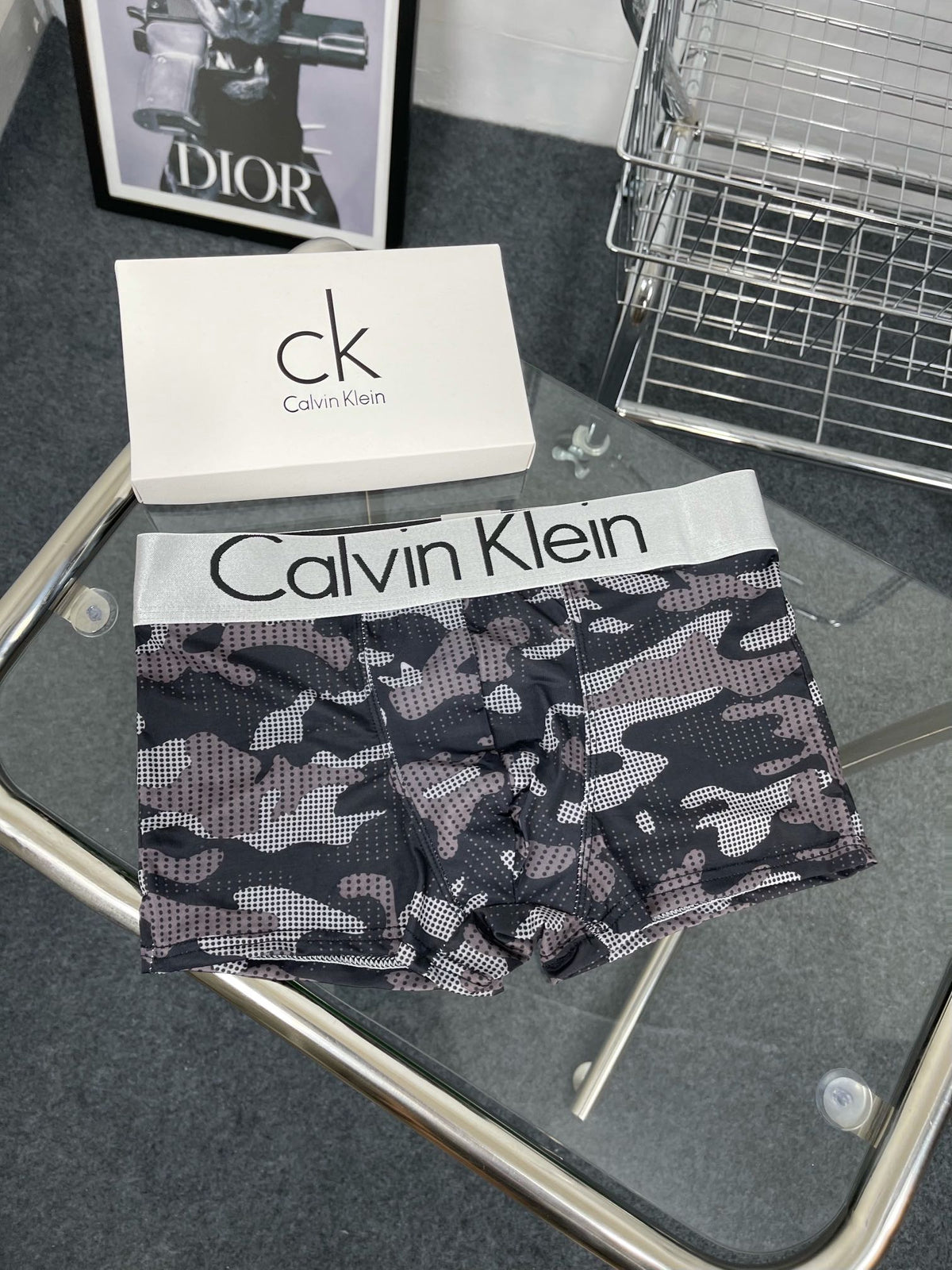 Calvin Klein Green Blue Grey Camouflage Trio Boxer Briefs, image 4
