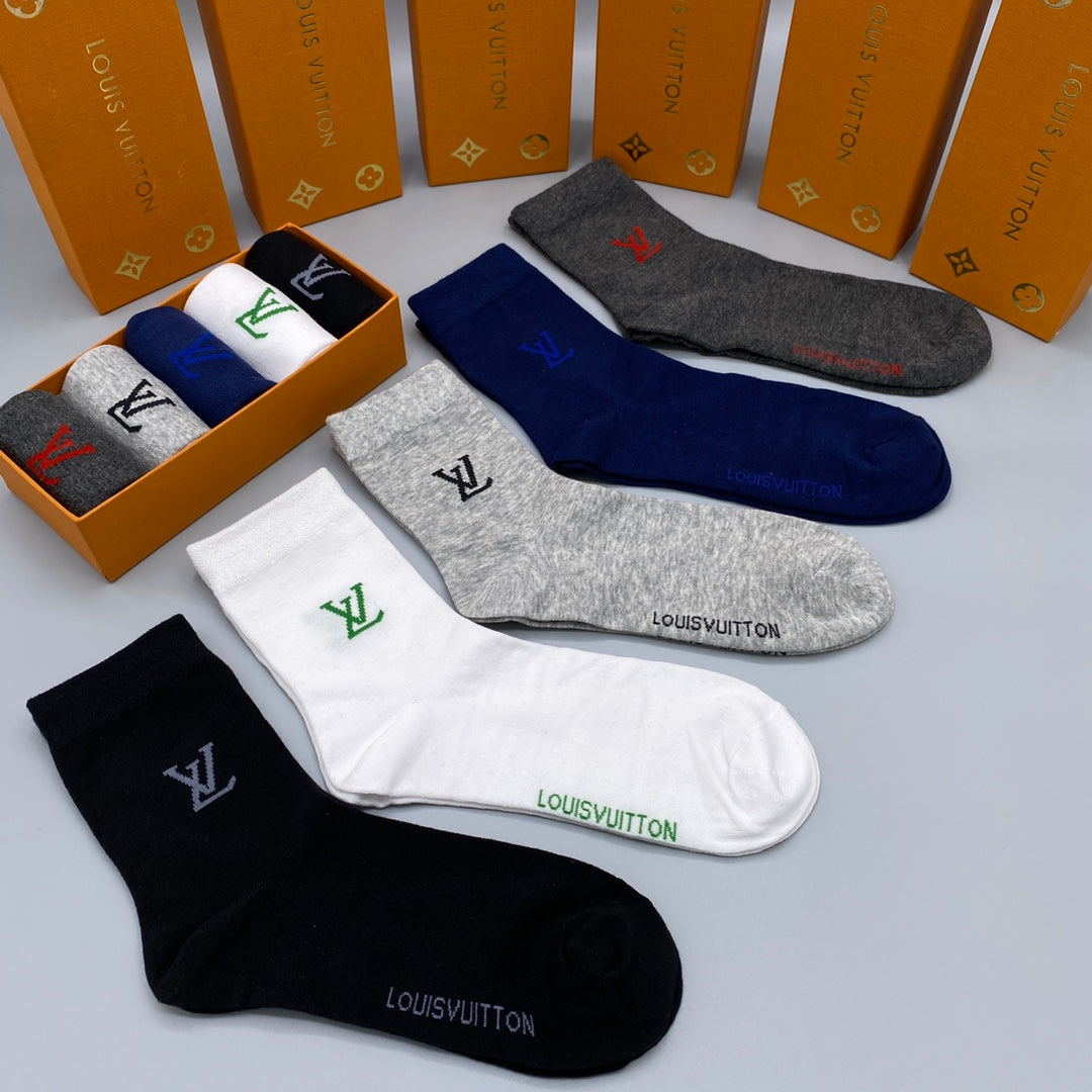 Louis Vuitton Black White Navy Small Flower No-Show Socks, image 1