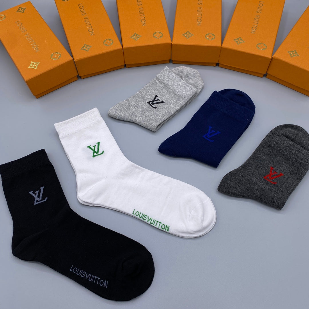 Louis Vuitton Black White Navy Small Flower No-Show Socks, image 8