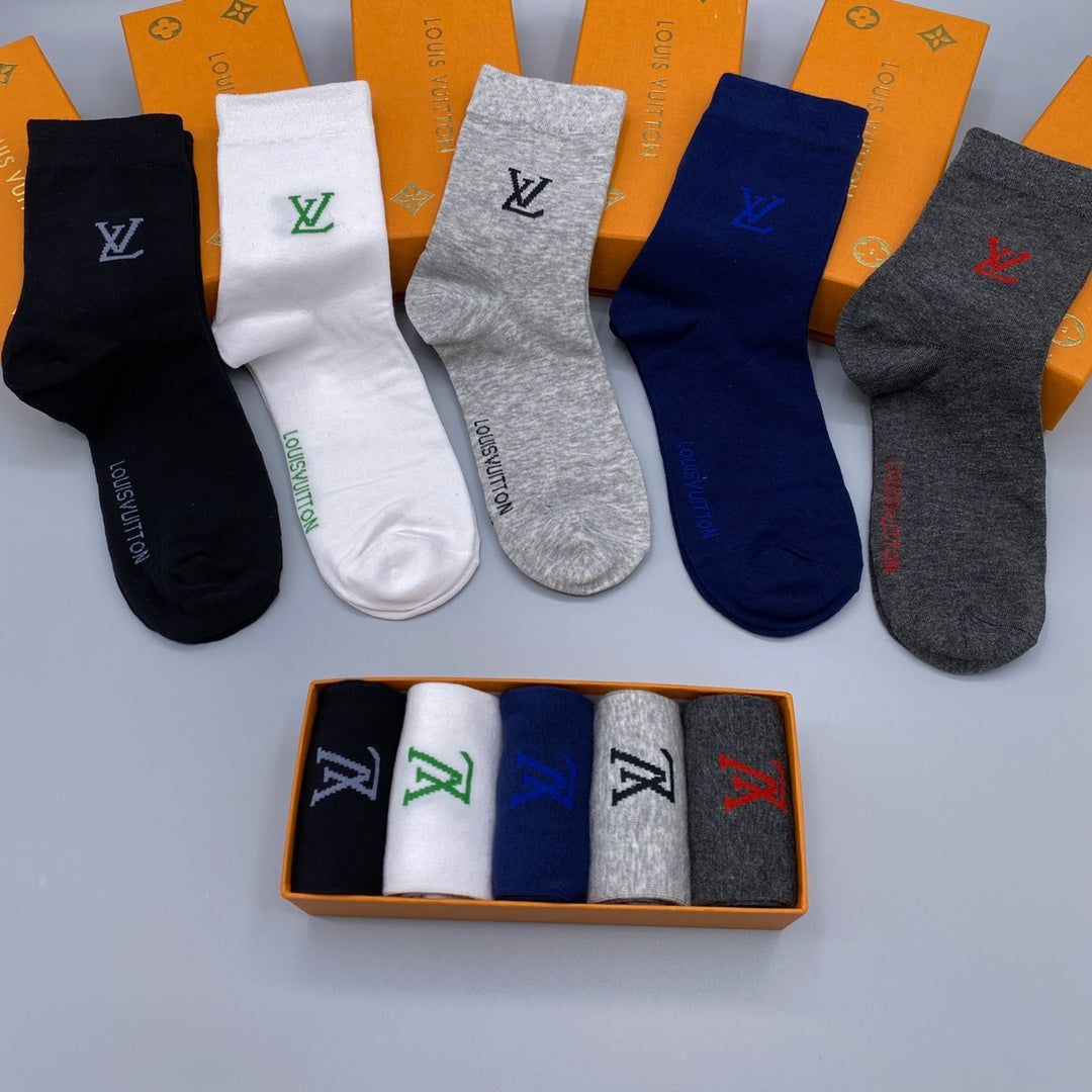 Louis Vuitton Black White Navy Small Flower No-Show Socks, image 5