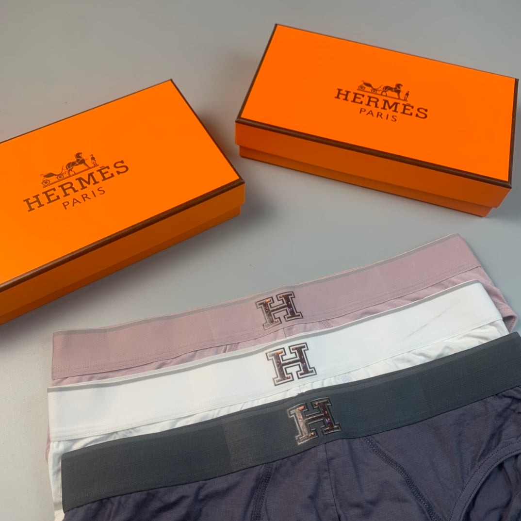Hermès Grey White Black Small H Waist Men's Briefs, image 4