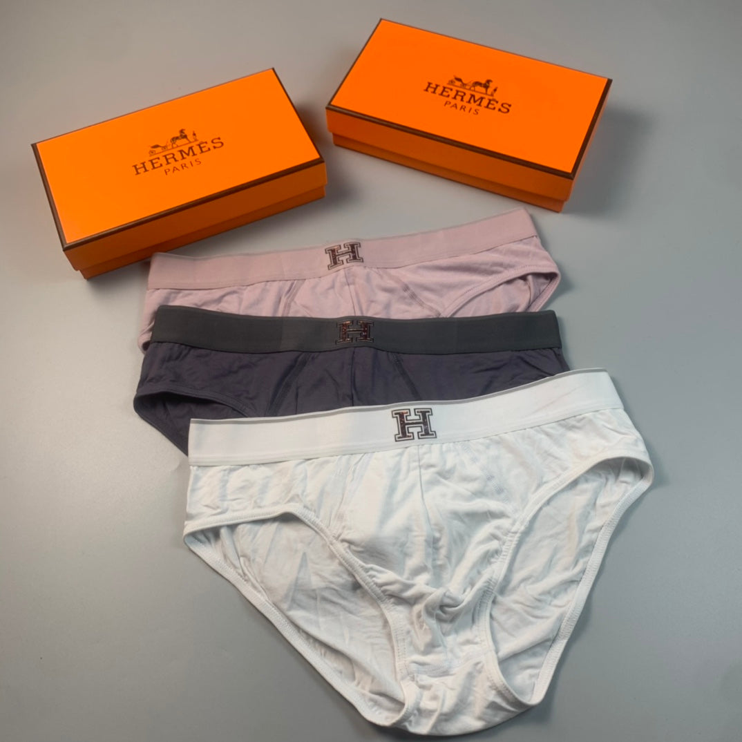 Hermès Grey White Black Small H Waist Men's Briefs, image 3