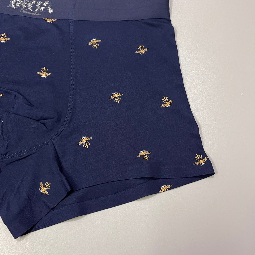 Dior Black Grey Navy Gold Bee Print Boxer Briefs, image 7