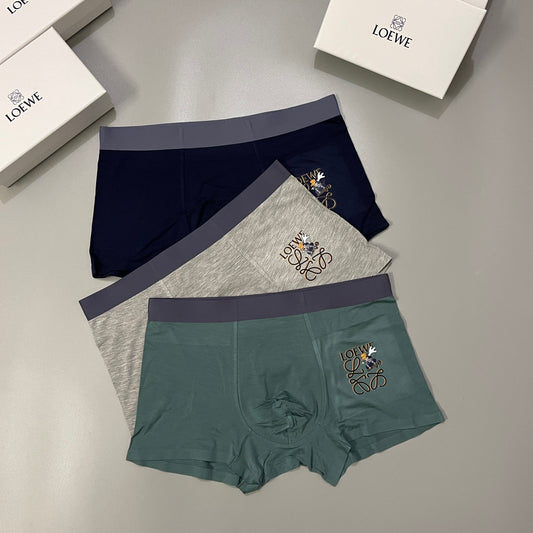 Loewe Green Grey Navy Small Round Anagram Boxer Briefs, image 1