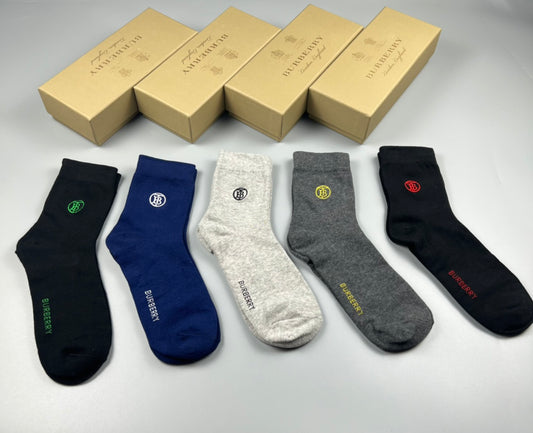 Burberry Black Blue Grey Cream Small Foot Horse Ankle Socks, image 1