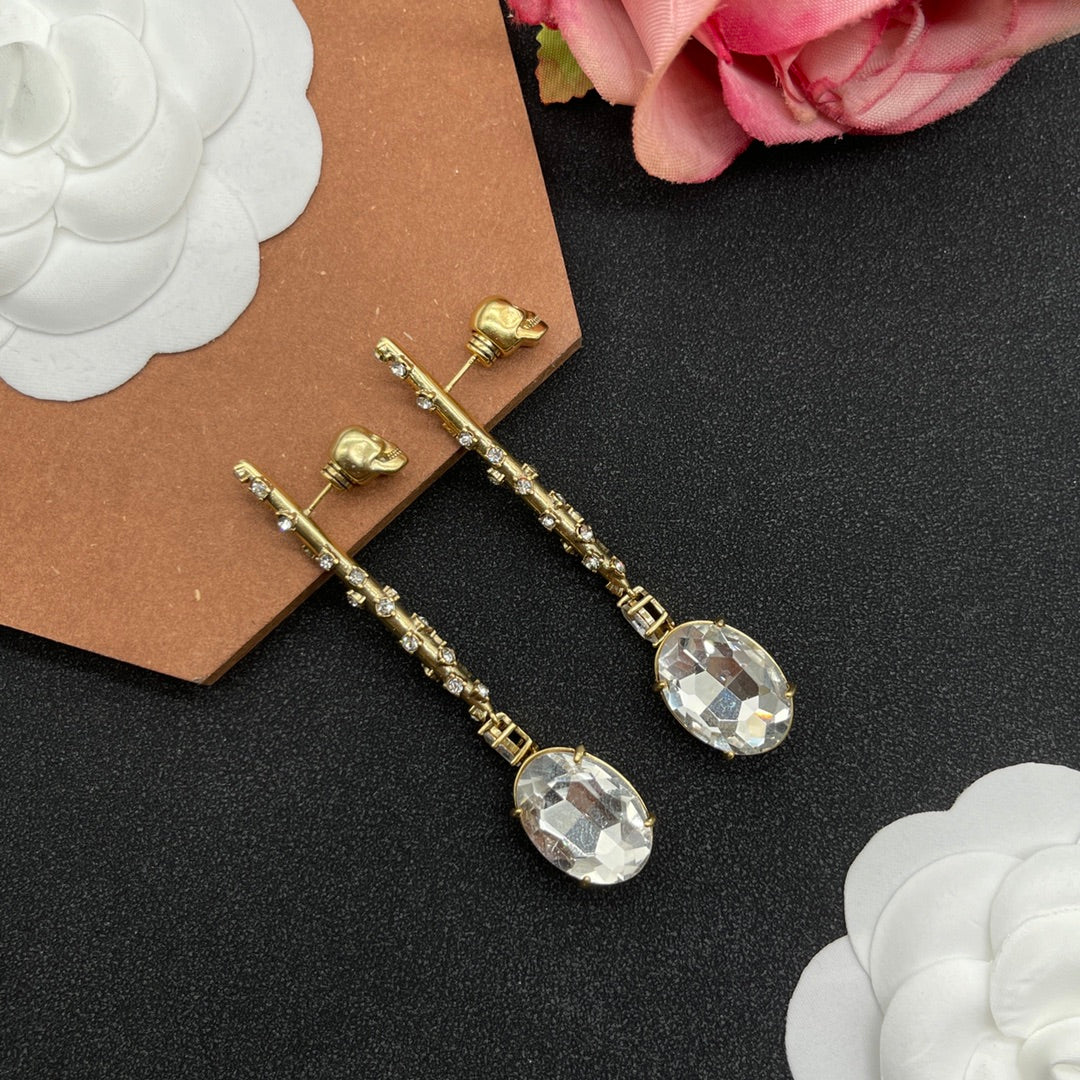 Alexander McQueen Crystal Pin Drop earrings in Gold Tone, main view
