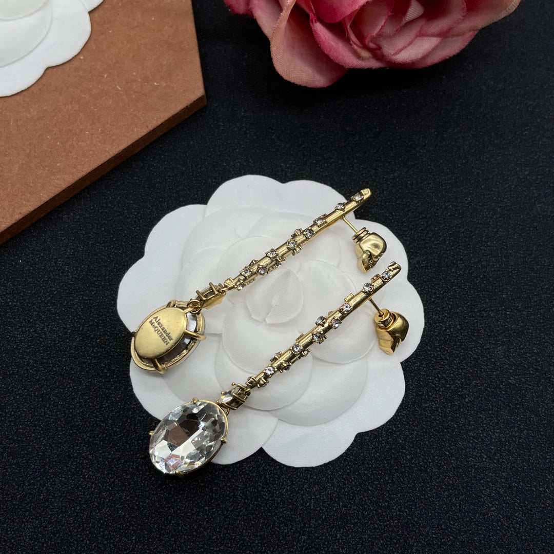 Alexander McQueen Crystal Pin Drop earrings in Gold Tone, detail view 4