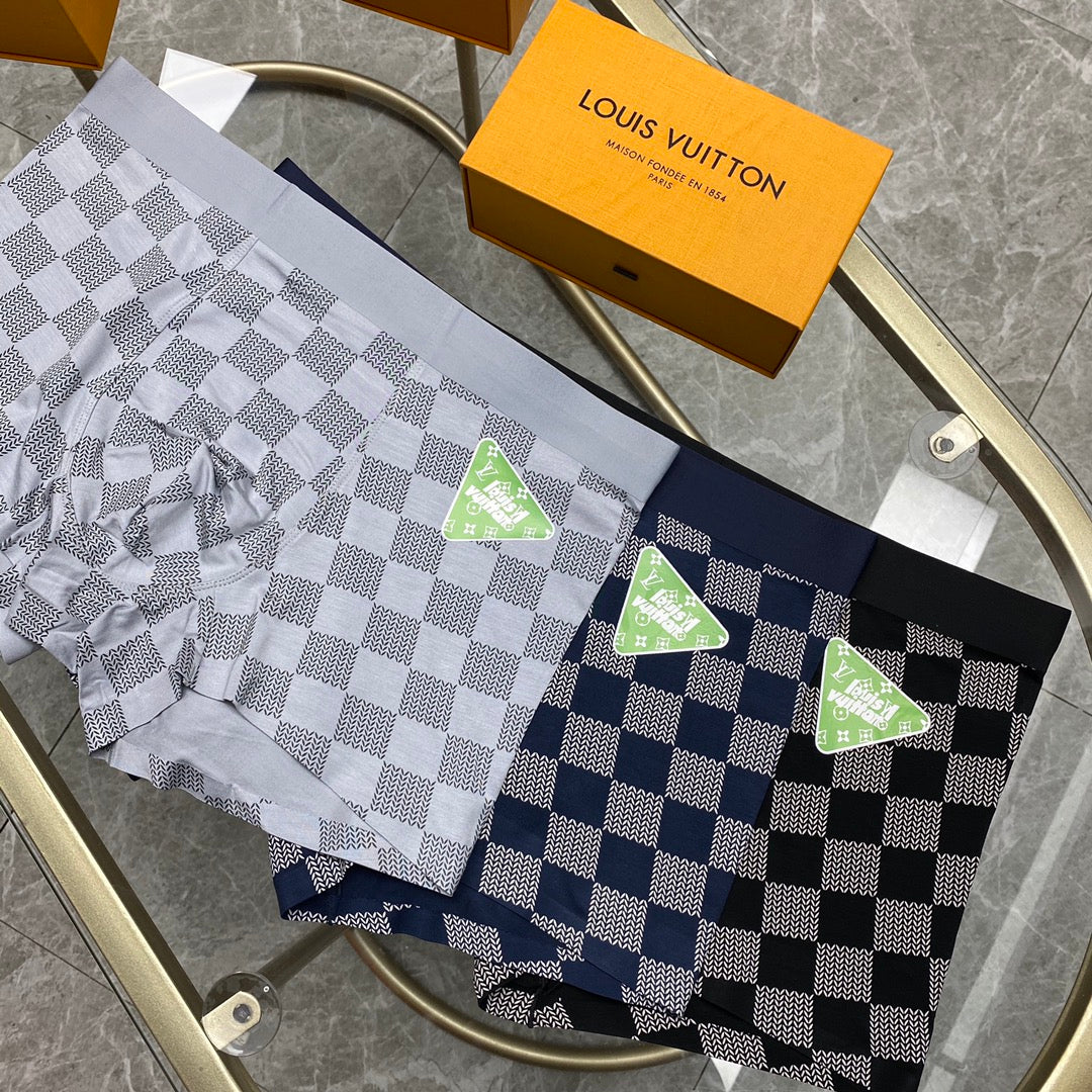 Louis Vuitton Grey Checkerboard Small Bright Flower Boxer Briefs, image 3