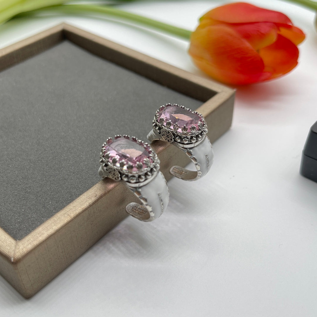 Alexander McQueen Blue Crystal Stud earrings in Silver Tone, main view