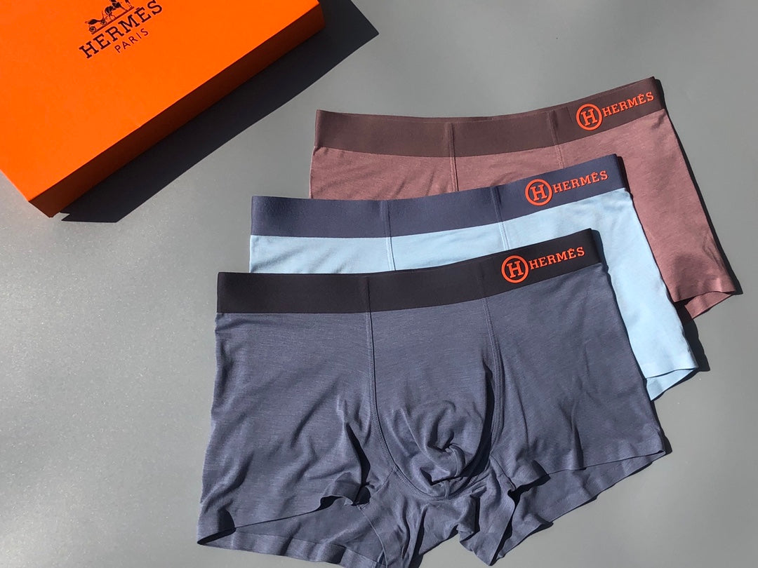 Hermès Grey White Brown Small Waist Medallion Boxer Briefs, image 1