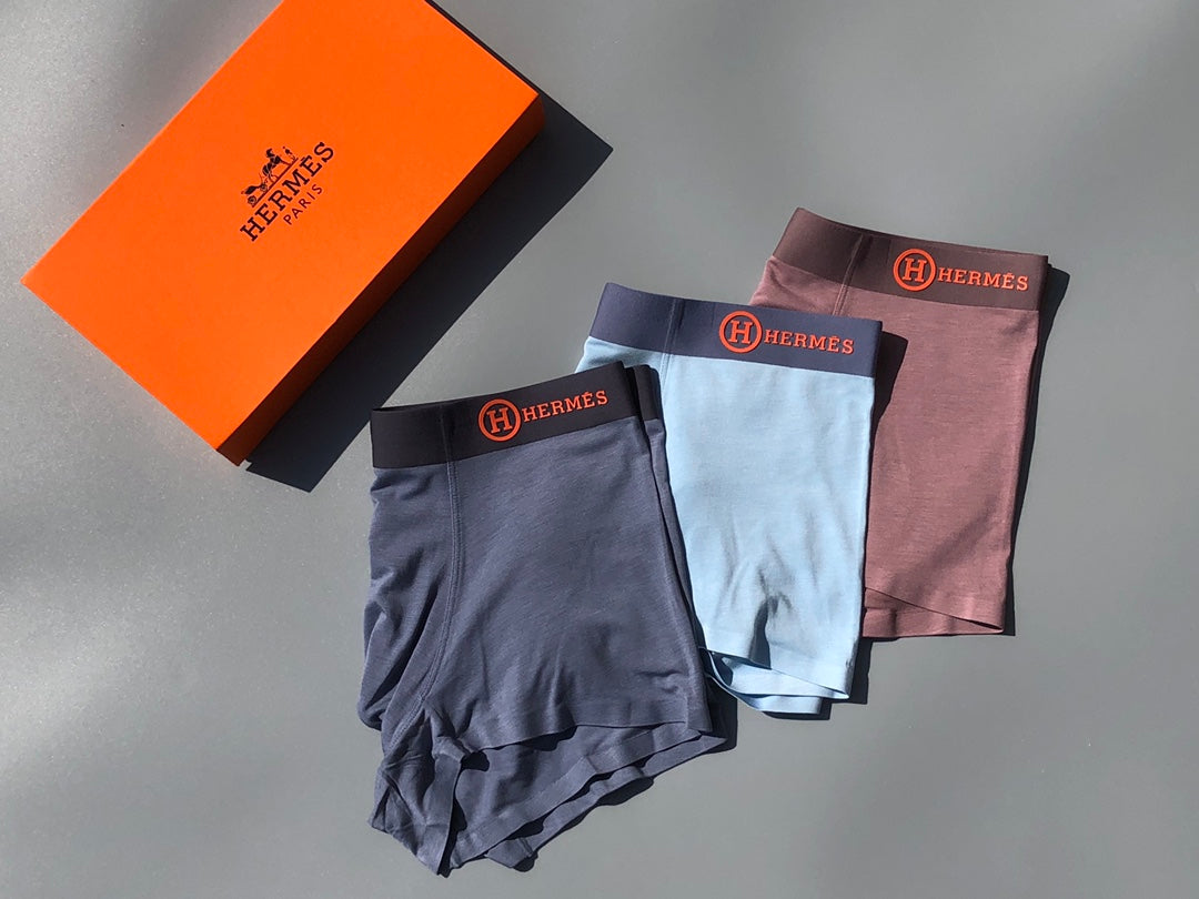 Hermès Grey White Brown Small Waist Medallion Boxer Briefs, image 3