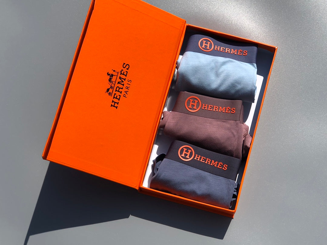 Hermès Grey White Brown Small Waist Medallion Boxer Briefs, image 5