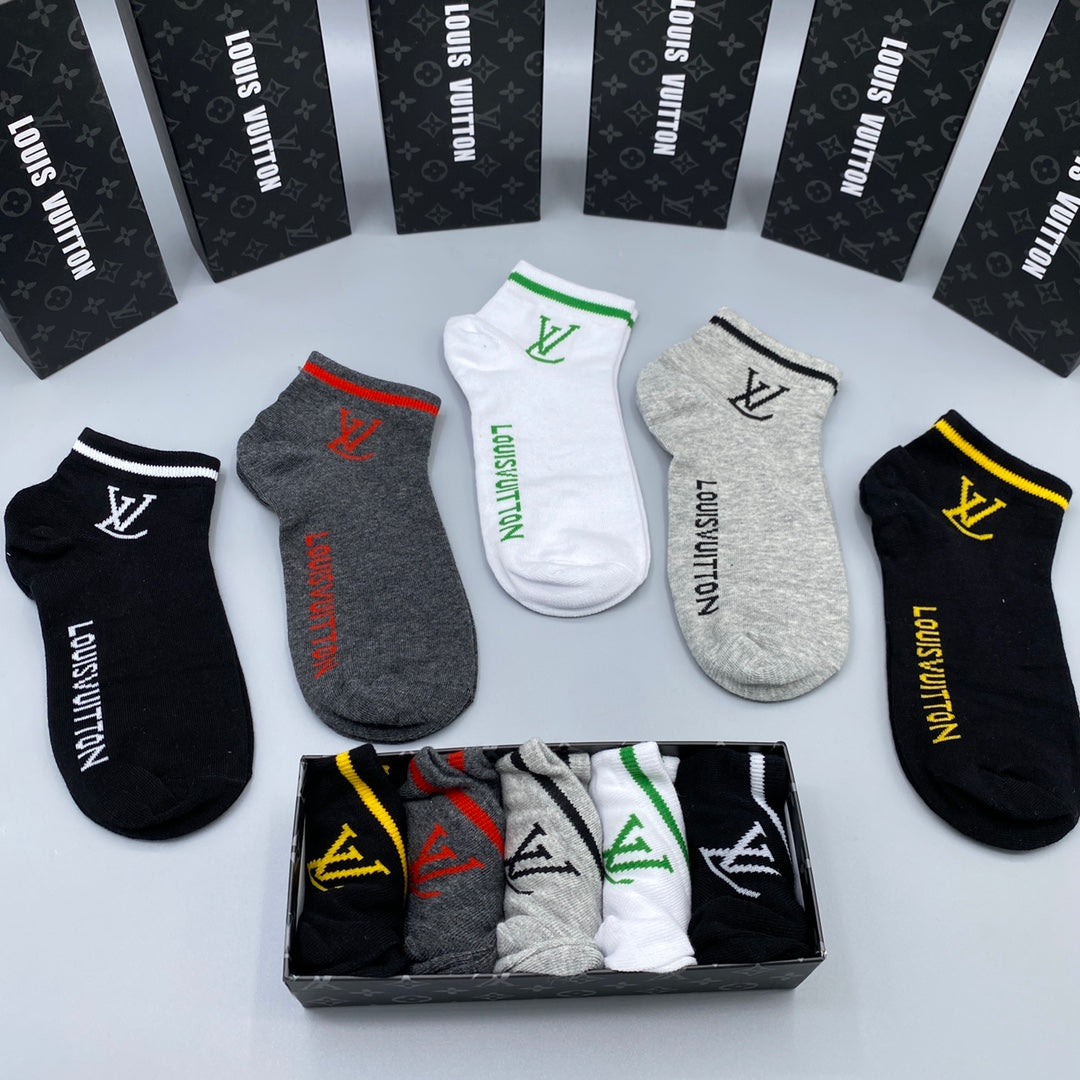 Louis Vuitton Neutral Small Coloured Monograms No-Show Socks, image 6