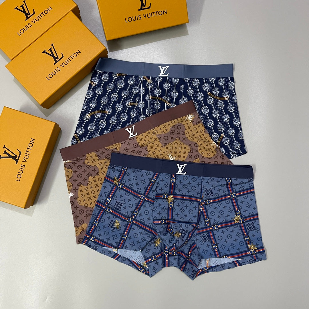 Louis Vuitton Blue Brown Mixed Dense Monogram Boxer Briefs, image 1