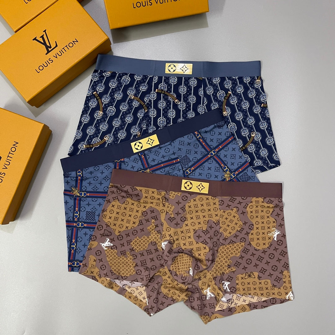 Louis Vuitton Blue Brown Dense Monogram Boxer Briefs, image 2