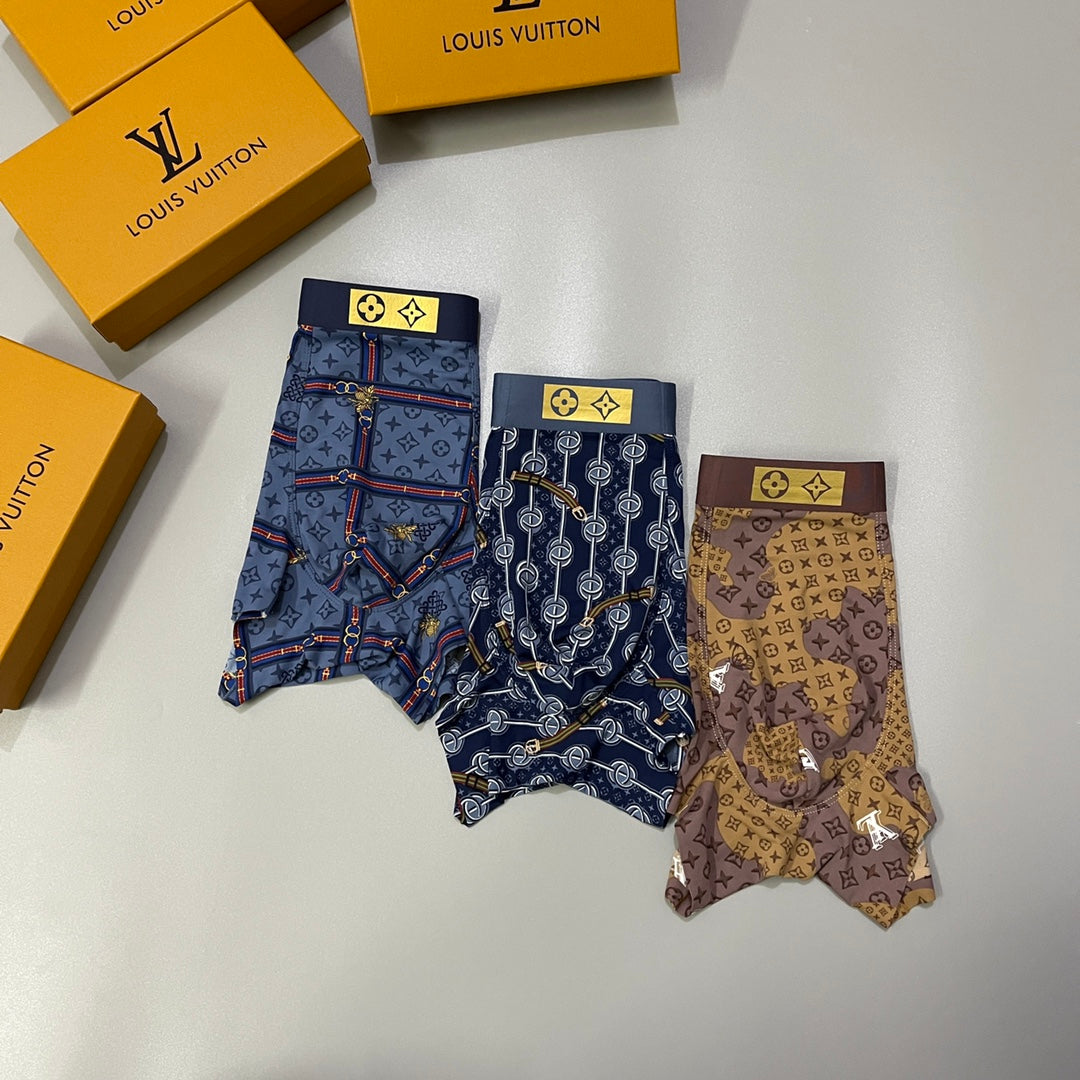 Louis Vuitton Blue Brown Dense Monogram Boxer Briefs, image 5