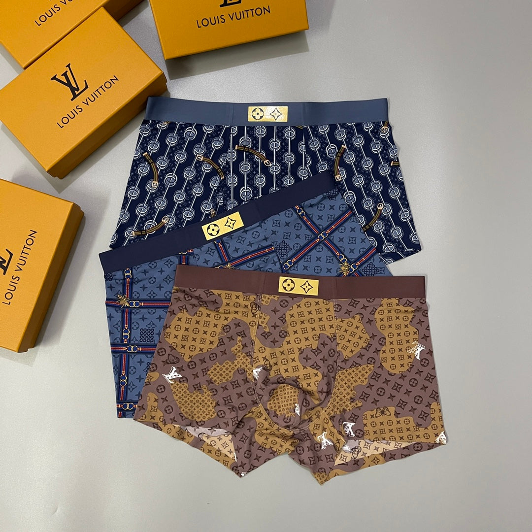 Louis Vuitton Blue Brown Dense Monogram Boxer Briefs, image 1