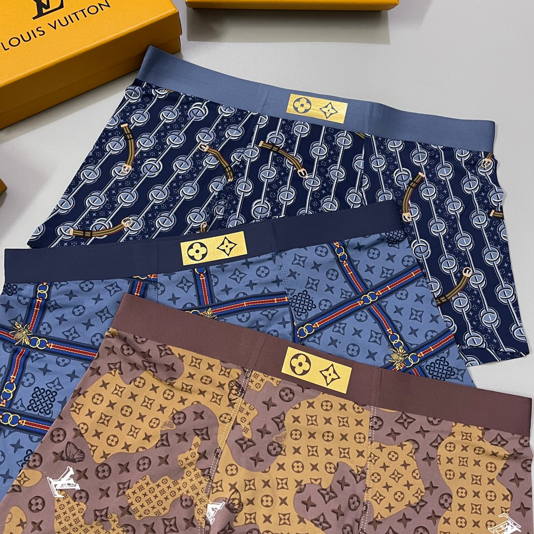 Louis Vuitton Blue Brown Dense Monogram Boxer Briefs, image 3