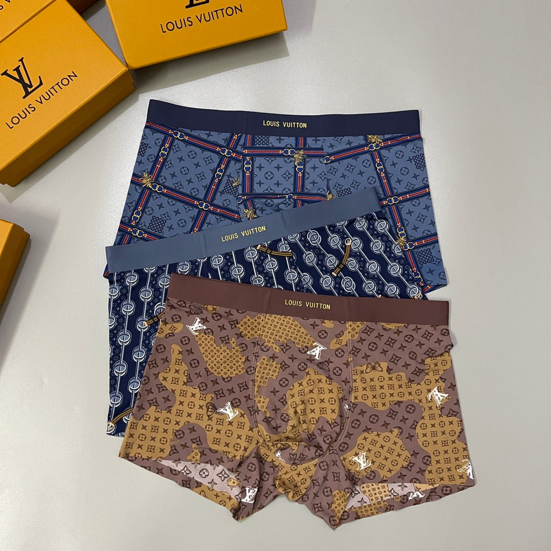 Louis Vuitton Brown Navy Dense Monogram Boxer Briefs, image 2