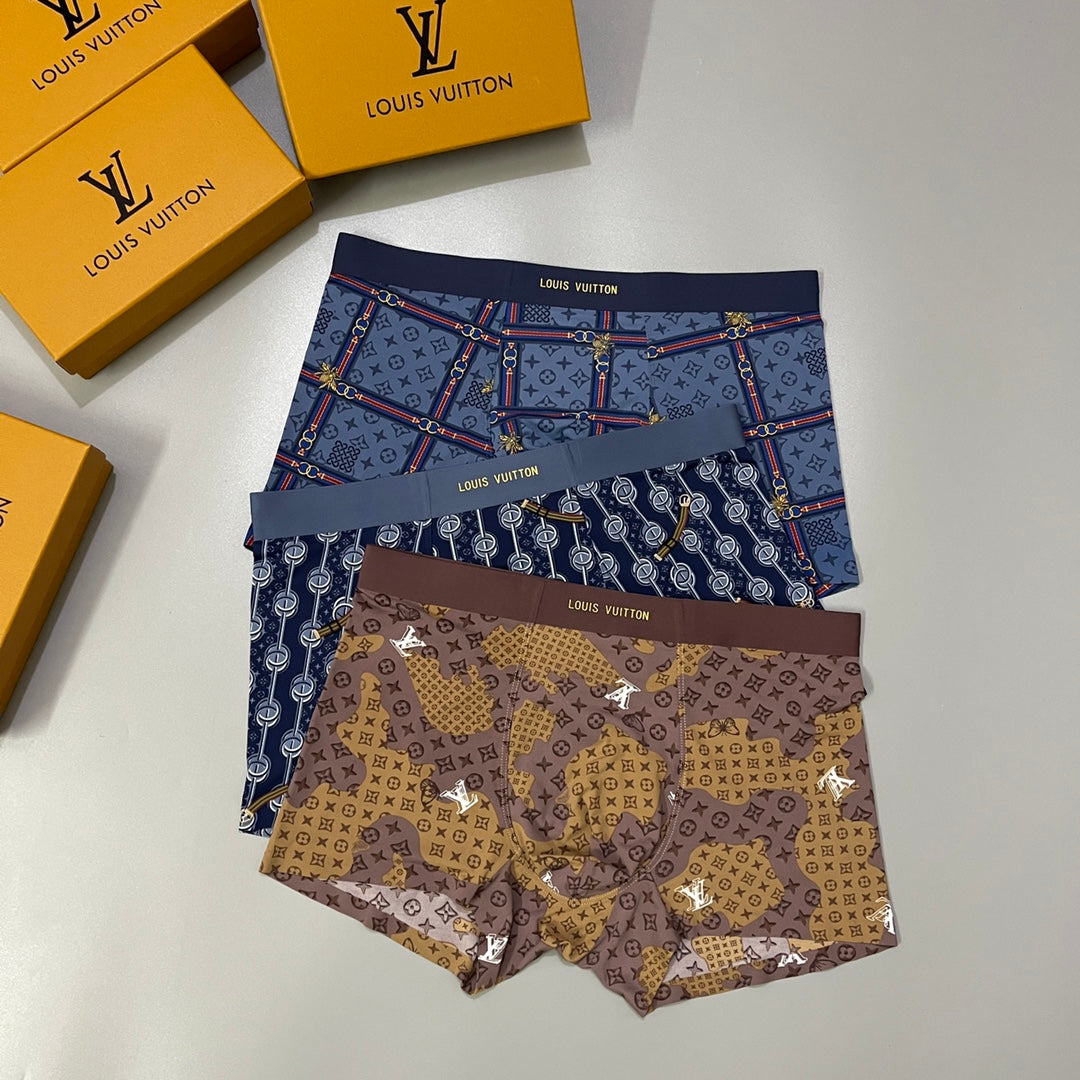 Louis Vuitton Brown Navy Dense Monogram Boxer Briefs, image 1