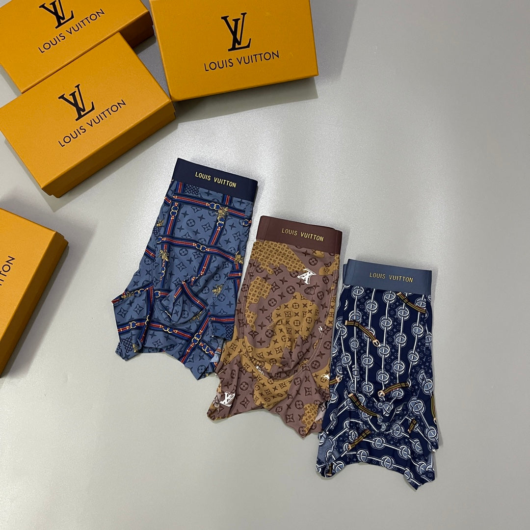 Louis Vuitton Brown Navy Dense Monogram Boxer Briefs, image 4