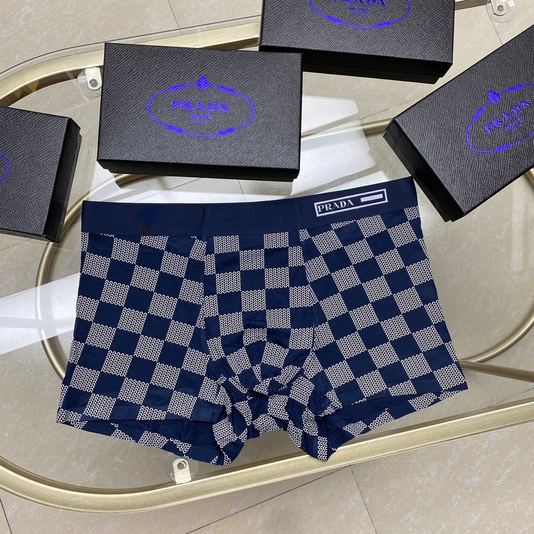 Prada Blue Grey Checkerboard Pattern Boxer Briefs, image 8