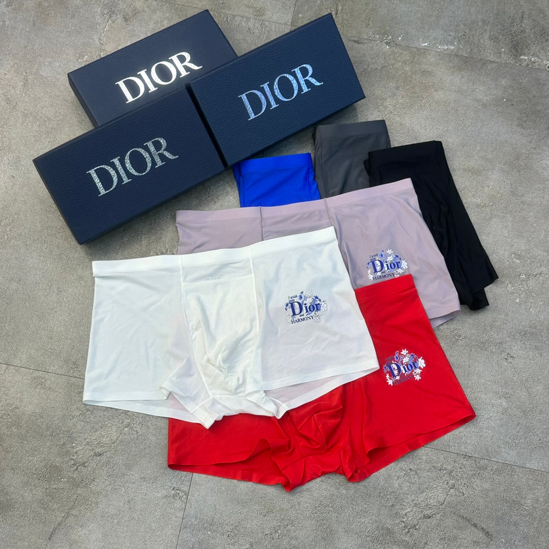 Dior Red Grey White Small Front Letters Boxer Briefs, image 1