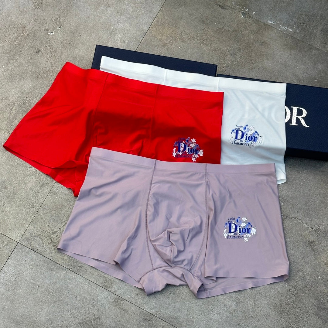 Dior Red Grey White Small Front Letters Boxer Briefs, image 4