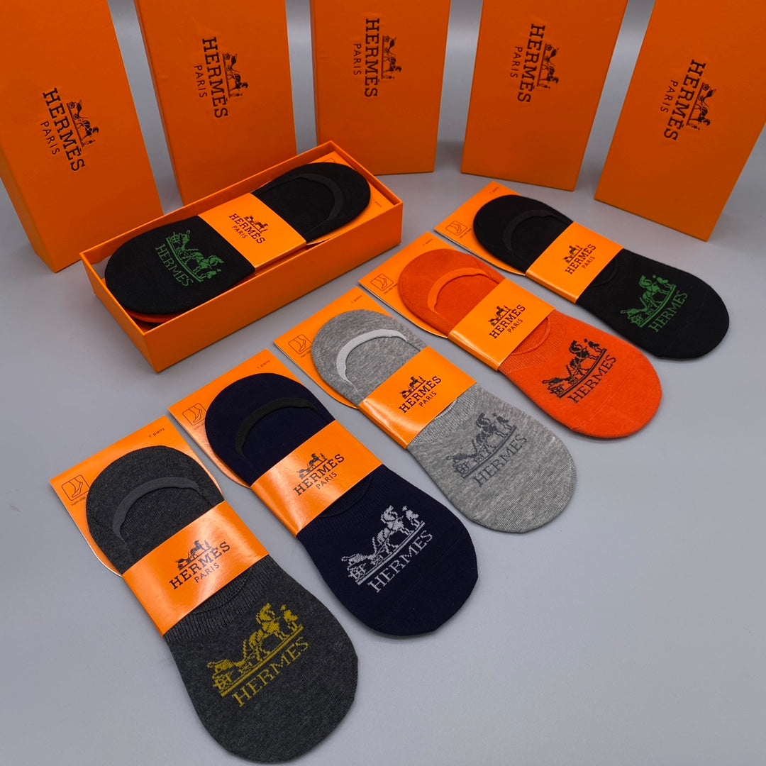 Hermès Neutral Horse Carriage Footbed No-Show Socks, image 2