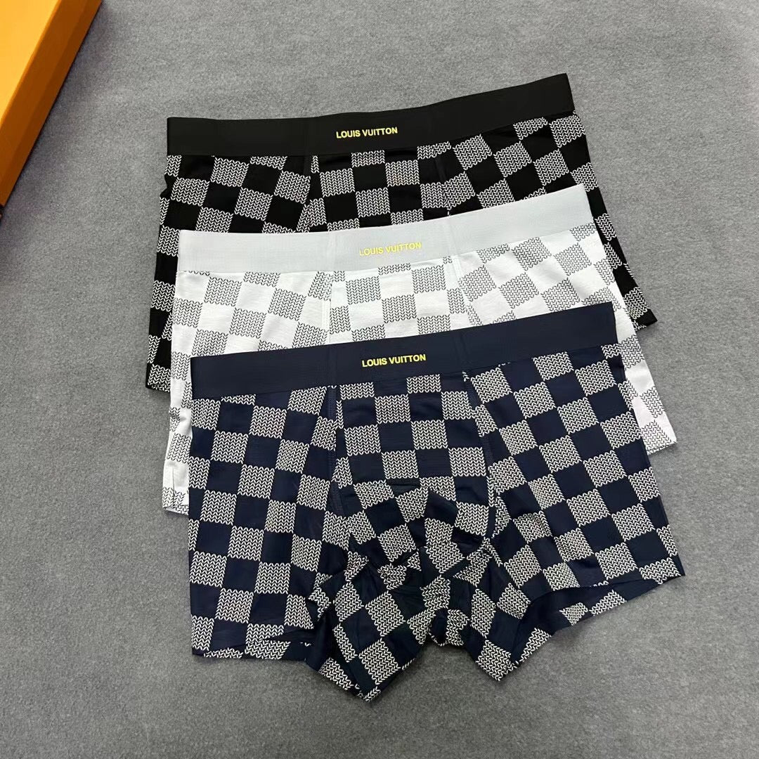 Louis Vuitton Dark Grey White Checkerboard Trio Boxer Briefs, image 11