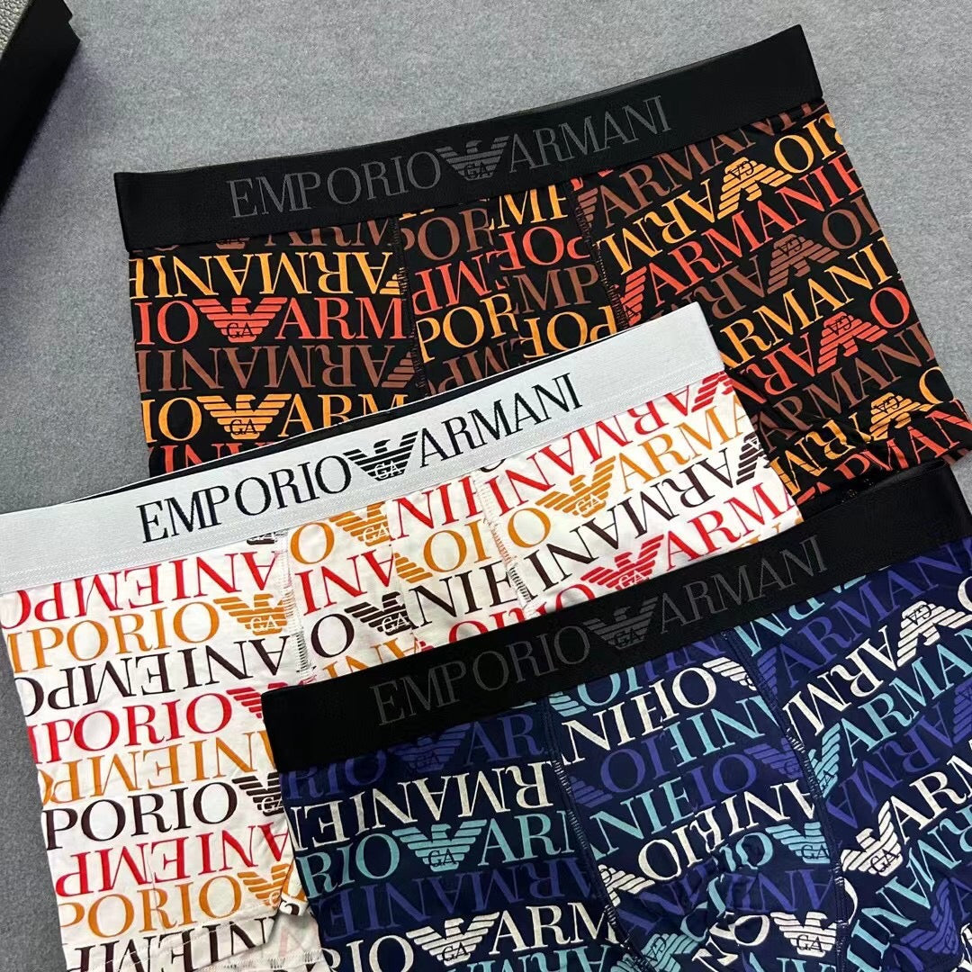 Emporio Armani Allover Multicolour Letter Print Boxer Briefs, image 3