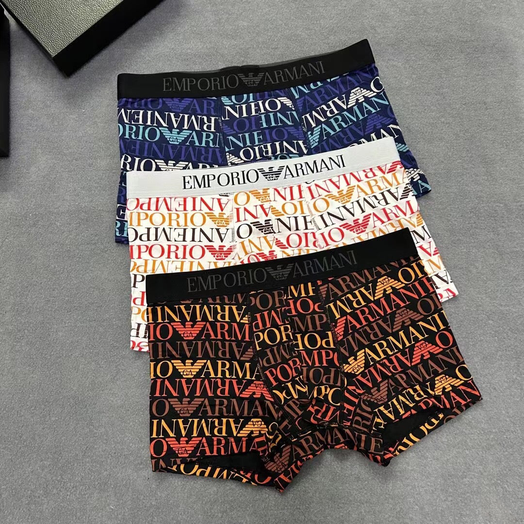 Emporio Armani Allover Multicolour Letter Print Boxer Briefs, image 2
