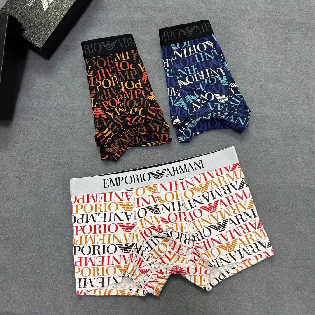 Emporio Armani Allover Multicolour Letter Print Boxer Briefs, image 6