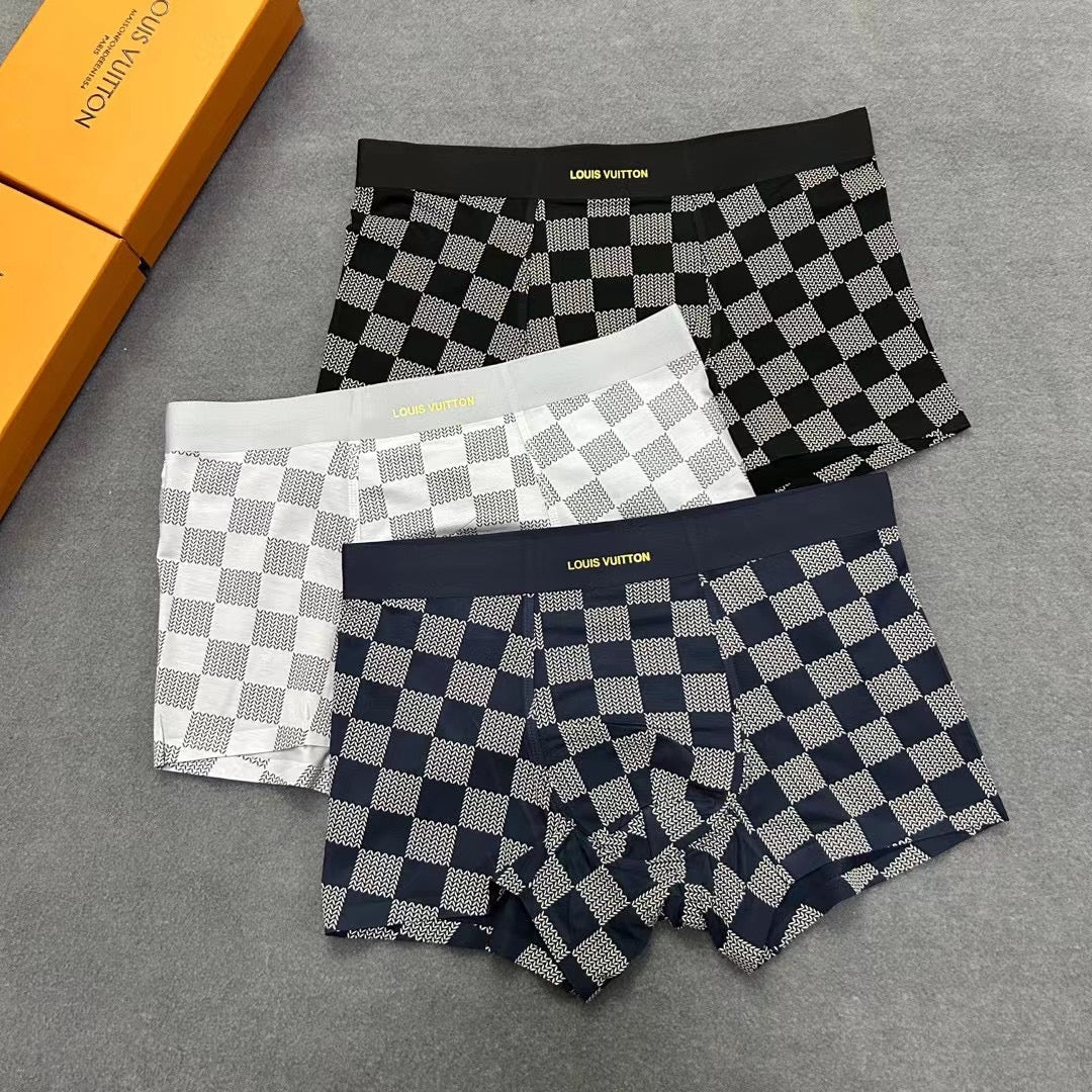 Louis Vuitton Dark Grey White Checkerboard Trio Boxer Briefs, image 1