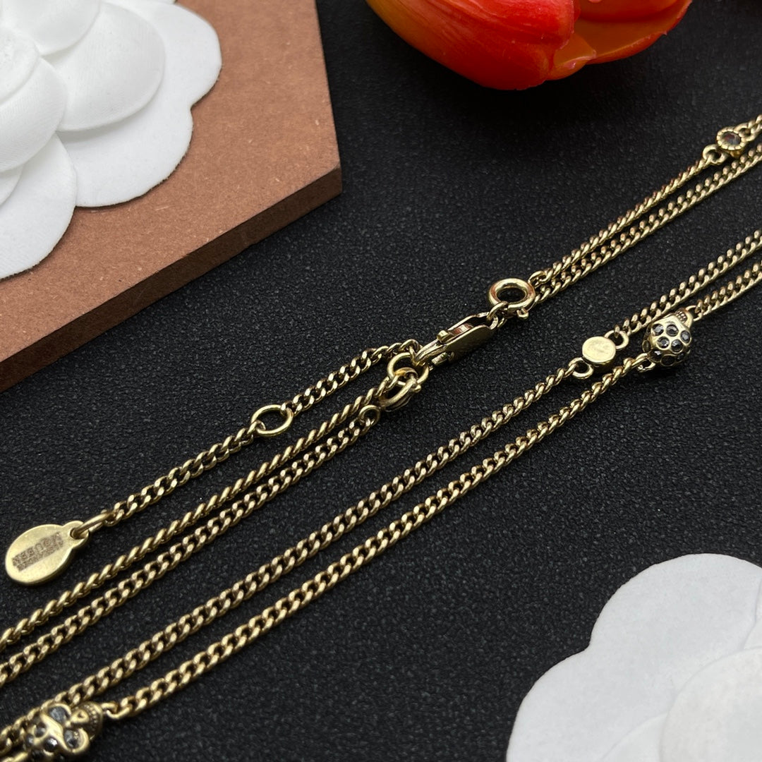 Alexander McQueen Bar and Bead Chain necklace in Gold Tone, detail view 3