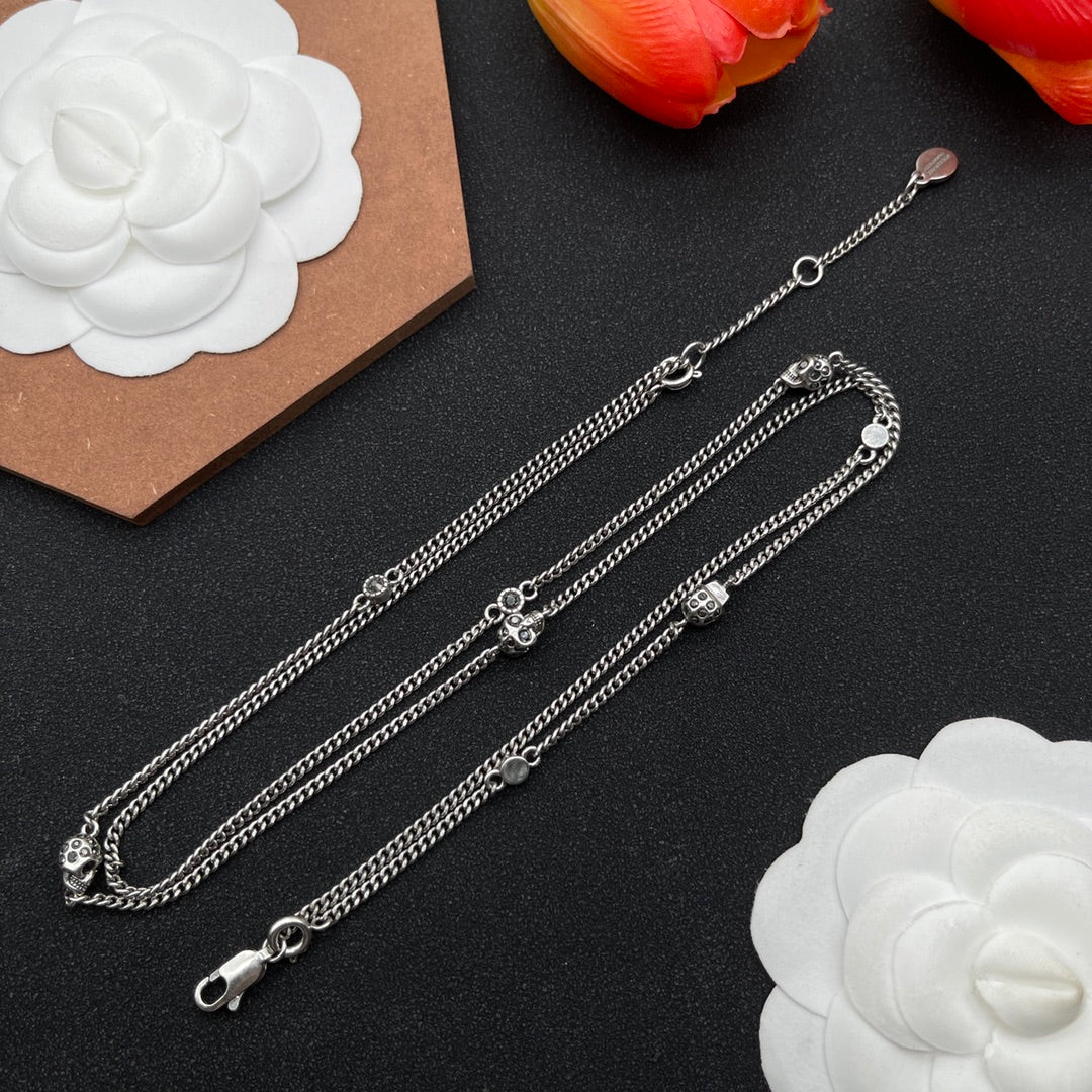 Alexander McQueen Bar and Bead Chain necklace in Silver Tone, detail view 12
