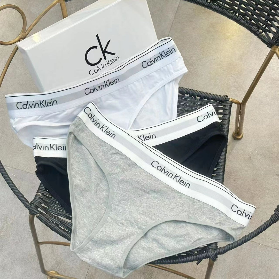 Calvin Klein Grey White Letter Edges Women's Briefs, image 1