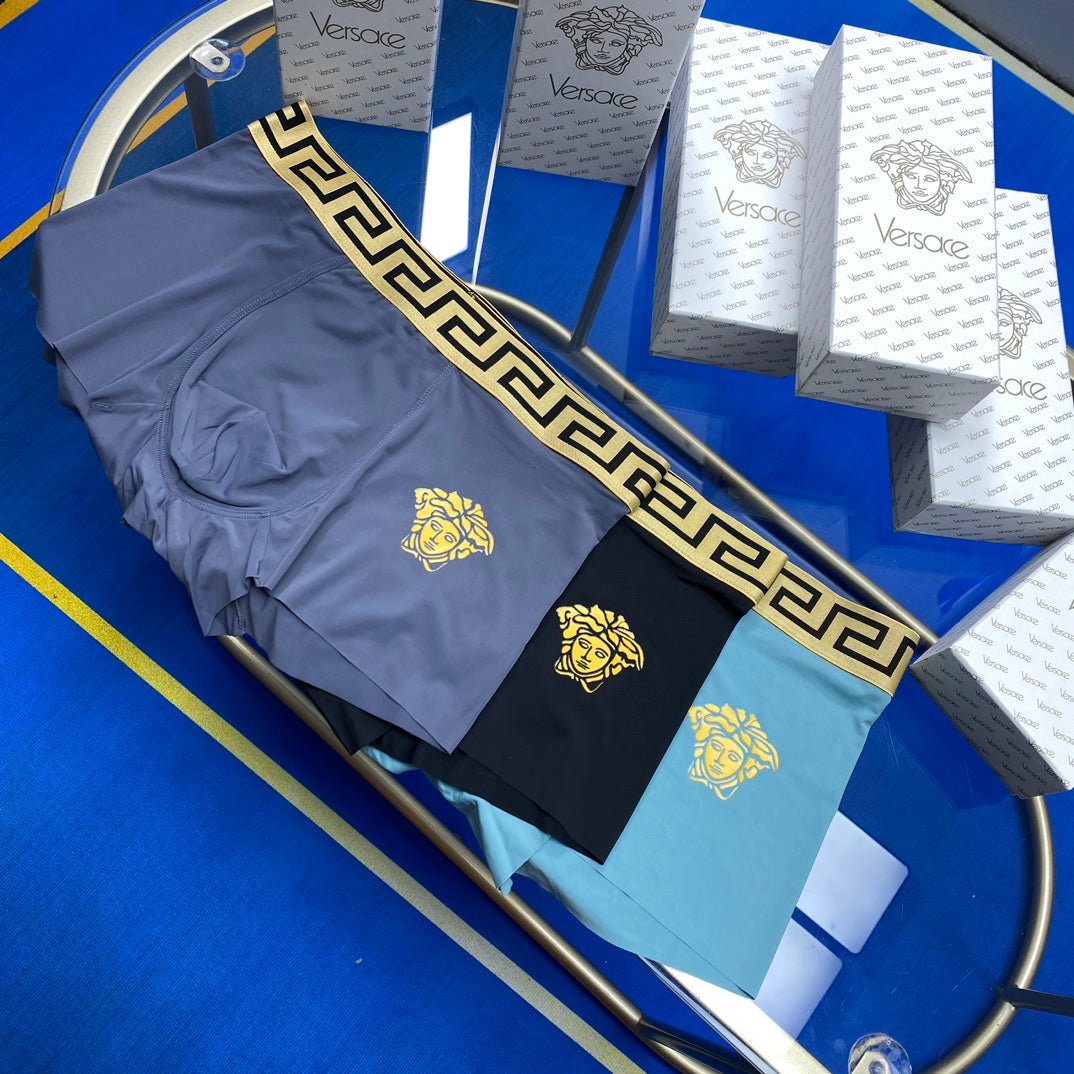 Versace Blue Grey Gold Key Large Face Boxer Briefs, image 3