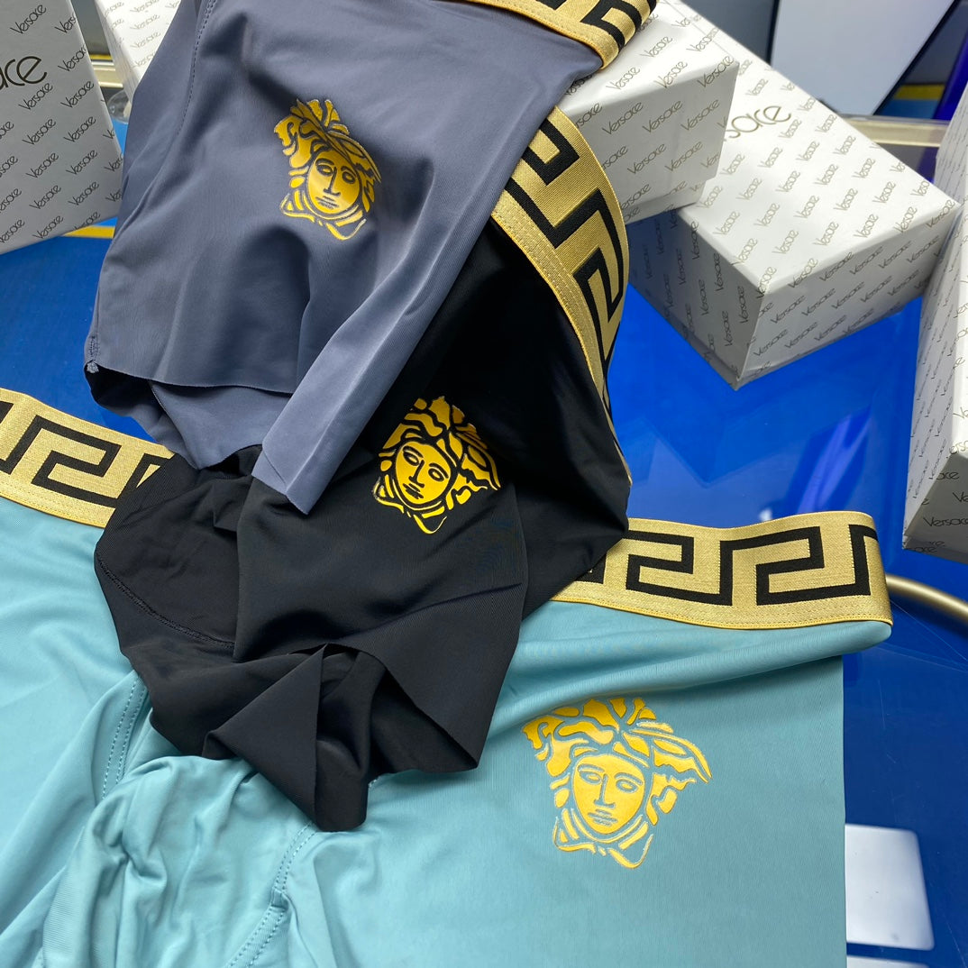 Versace Blue Grey Gold Key Large Face Boxer Briefs, image 2