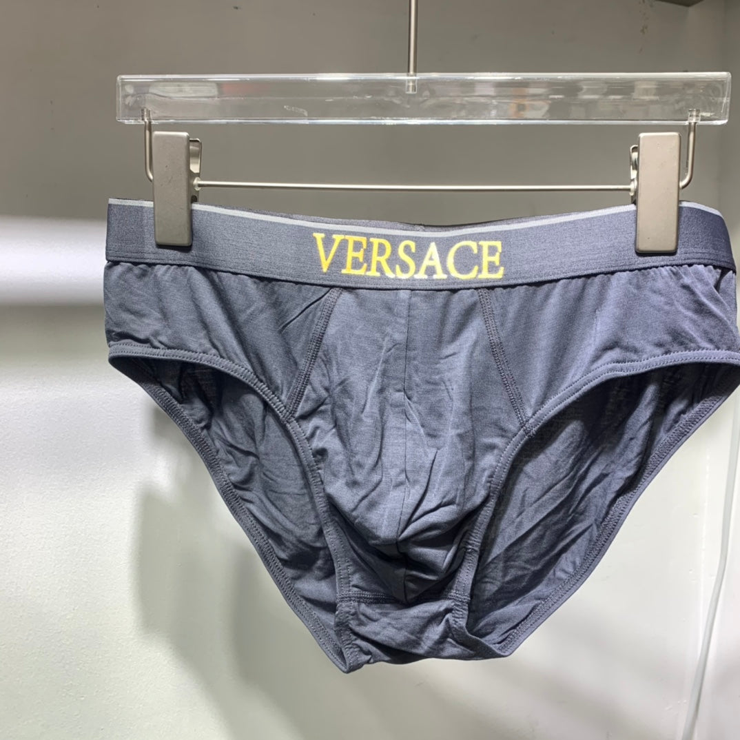 Versace Navy Gold Front Waist Lettering Men's Briefs, image 2