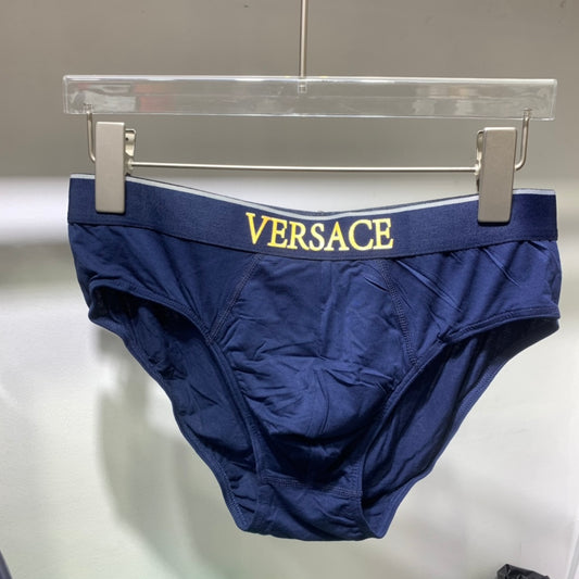 Versace Navy Gold Front Waist Lettering Men's Briefs, image 1
