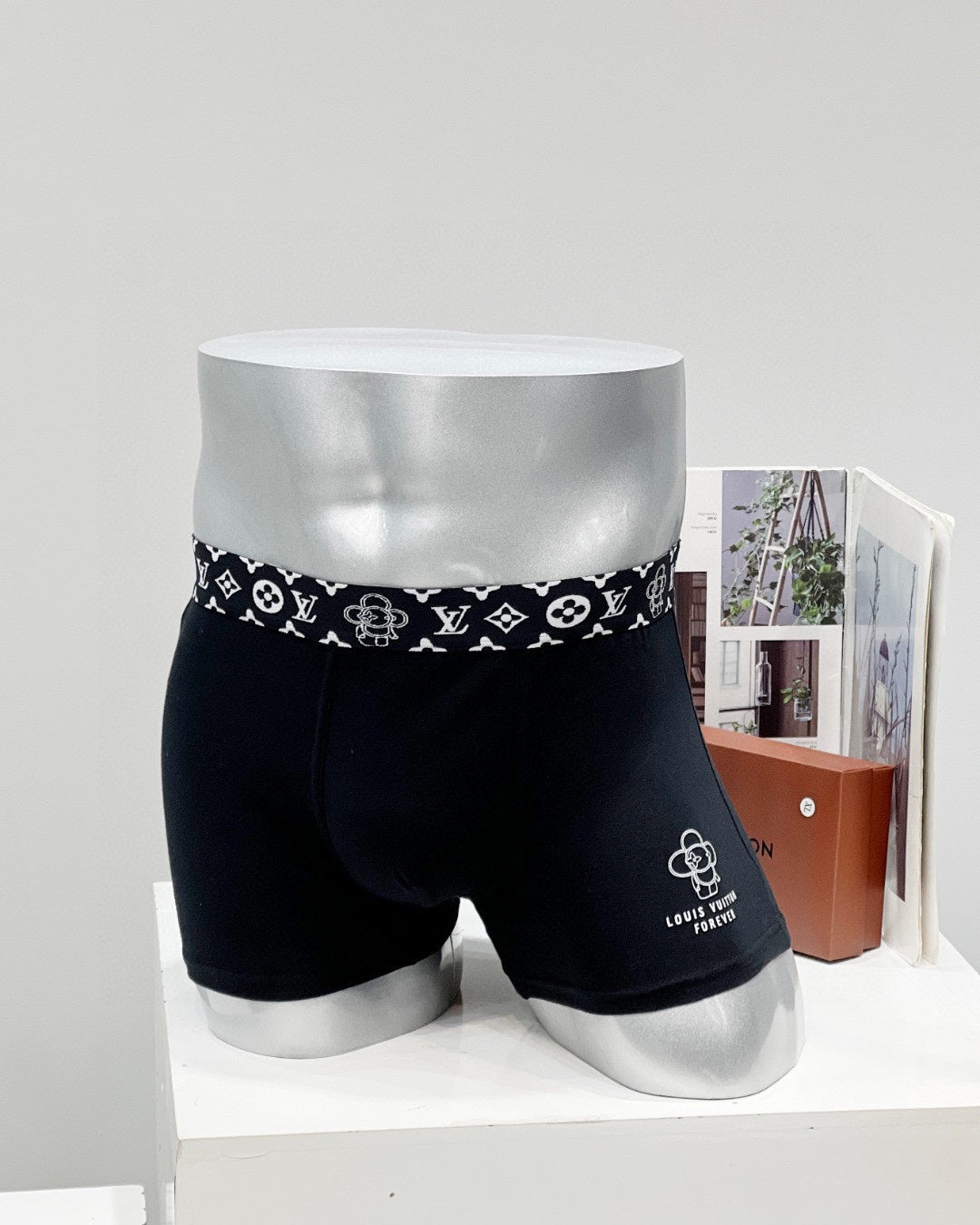 Louis Vuitton Grey Dark Circle Pattern Waist Boxer Briefs, image 12