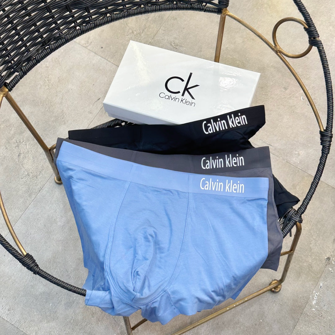 Calvin Klein Light Blue Black Waistband Boxer Briefs, image 1