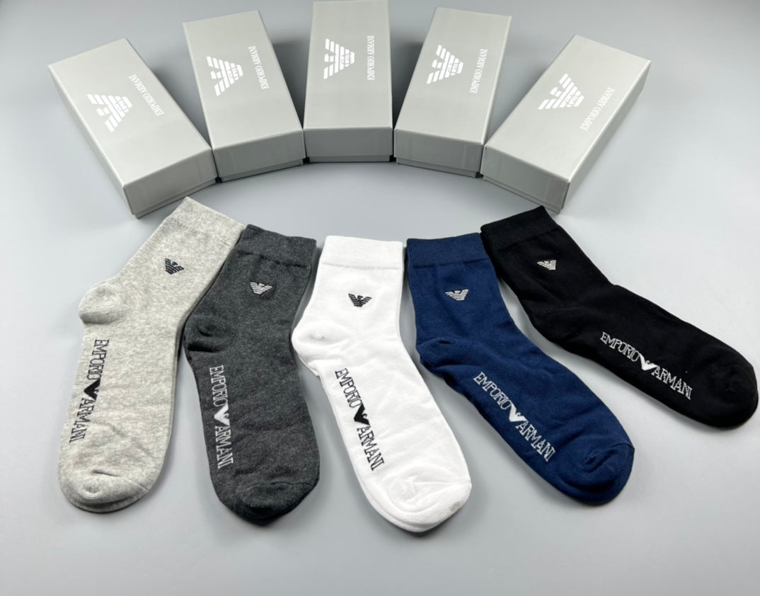 Emporio Armani White Grey Navy Small Wing No-Show Socks, image 1
