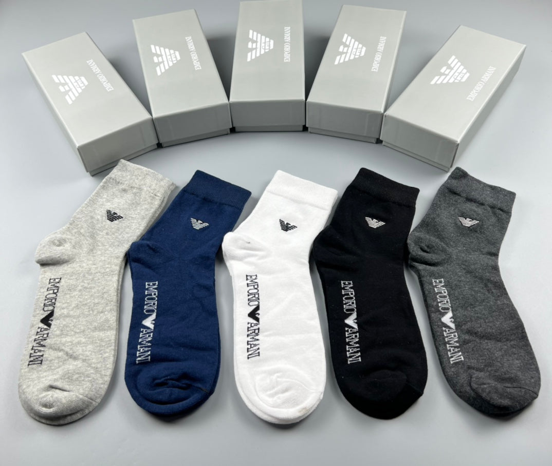 Emporio Armani White Grey Navy Small Wing No-Show Socks, image 8