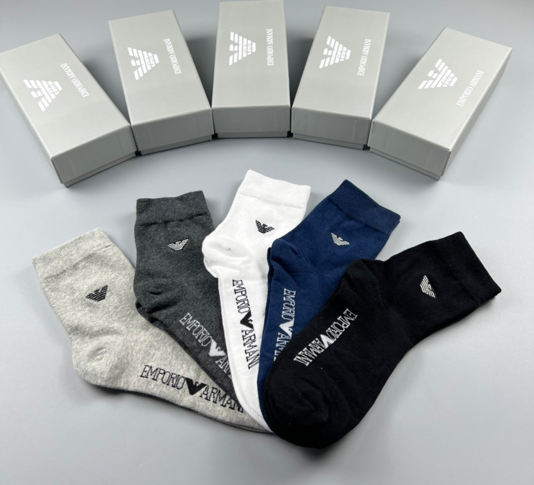 Emporio Armani White Grey Navy Small Wing No-Show Socks, image 2