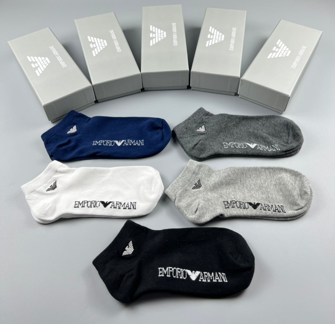 Emporio Armani Neutral Small Wing Marks No-Show Socks, image 5