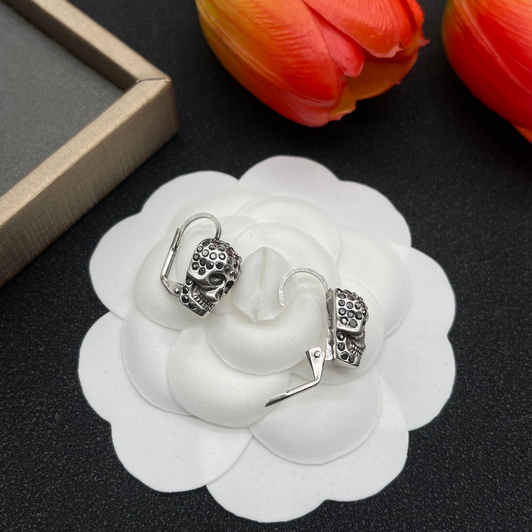 Alexander McQueen Compact Logo Stud earrings in Silver Tone, detail view 12