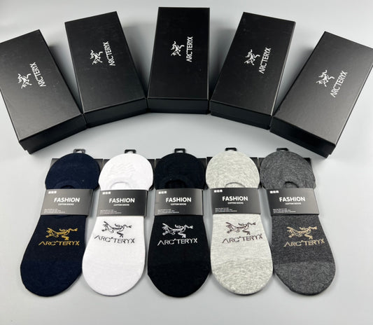 Arc'teryx Grey Cream Black Broad Foot Letters No-Show Socks, image 1