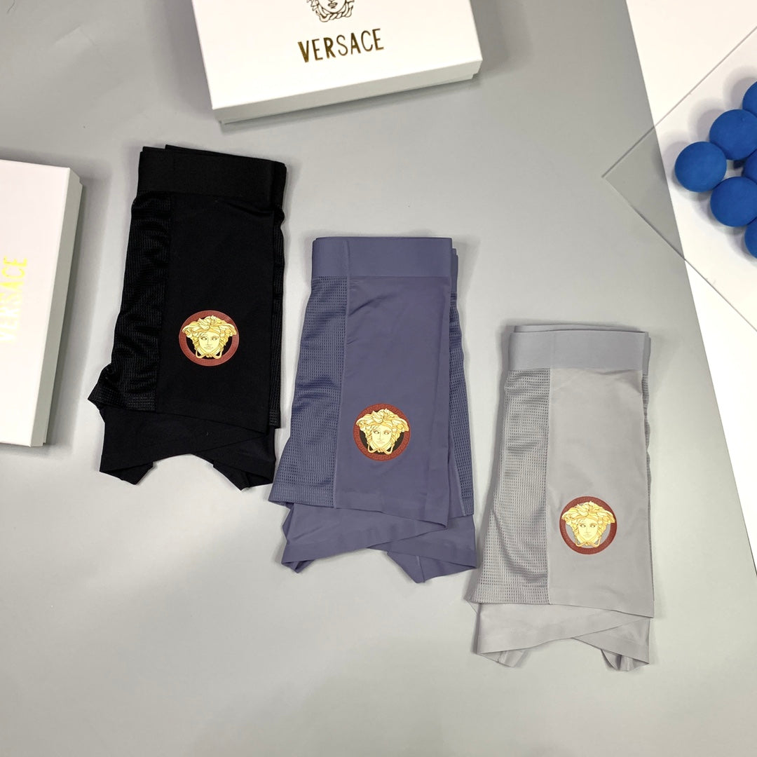 Versace Purple Black Gold Round Leg Patch Boxer Briefs, image 7